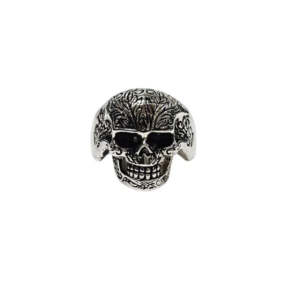 925 Silver Mens skull punk Ring - Picture 3 of 6